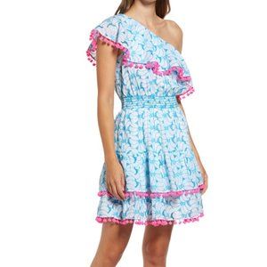 Lilly Pulitzer Addilyn Dress - Bermuda Blue Tropical Swirl Eyelet (Women's MD)